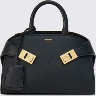 Ferragamo Mini borsa a mano Hug in pelle di vitello con doppio manico e fettucce