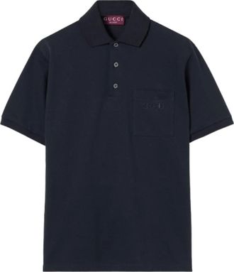 Gucci Morsetto-embroidered Polo Shirt - male - Gucci - Polo Shirts - Blue - M - Tops