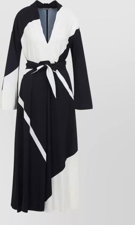 Alberta Ferretti midi dress belt waist color block