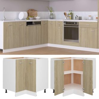 Berkfield Home Corner Bottom Cabinet Sonoma Oak 75.5x75.5x80.5 cm Engineered Wood in Brown