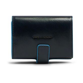 Piquadro Accessoires, unisex, Blauw, ONE Size, Leer, Modulaire Mag Safe Lederen Portemonnee met RFID-bescherming