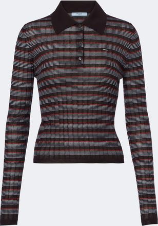 Prada Pullover polo in cashmere e seta a righe