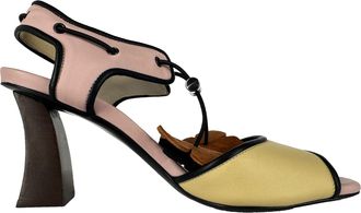 Marni Drawstring Block-Heel Sandal Heels in Multicolor Leather
