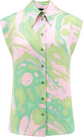Pinko Groene mouwloze damesblouse - Dames - Overhemden - Groen - XS - Overhemden
