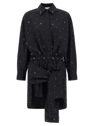 Giuseppe Di Morabito Black Shirt Collar Waist Tie Mini Dress
