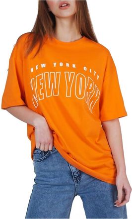 AMBAR New York City Logo Relaxed Fit T-Shirt In Orange