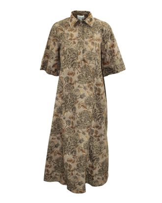 Ganni Ganni Floral Print Poplin Maxi Dress in Brown Cotton