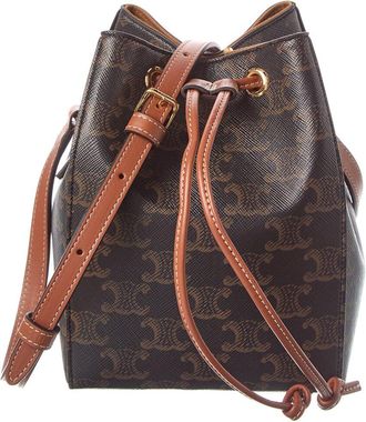 Celine Micro Sailor Triomphe Canvas & Leather Bucket Bag