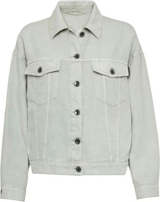 Brunello Cucinelli Chaqueta Camisera de Denim con Detalle Monili - Jackets - Mujer - Verde - M