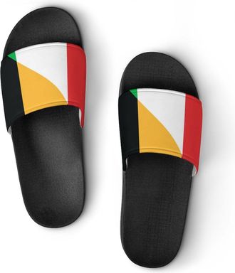 Generic Italy And Belgium Flag Shower Shoes Slipper for Women Men Beach Slippers Quick Drying Non Slip Open-Toe Sandals