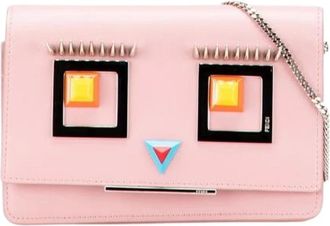 Fendi Pre-owned Cross Body Bags, female, Pink, Size: ONE SIZE Pre-owned Hypnotize Leather Chain Shoulder Bag
