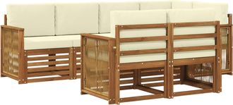 vidaXL Conjunto De Sof&aacute;s De Exterior 6 Uds. Natural Y Crema Vidaxl