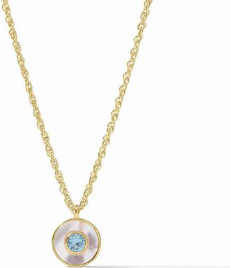 Julie Vos Womens Colette Circle Delicate Necklace In Chalcedony Blue