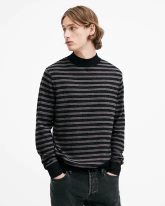 AllSaints Andi Mock Neck Striped Sweater