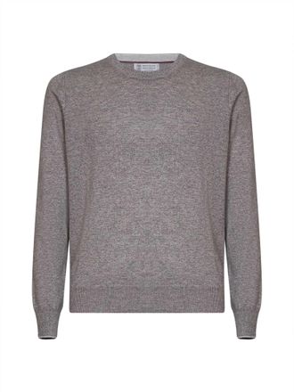 Brunello Cucinelli Mens Crewneck Sweater Rock Cashmere Grey