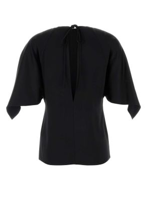 Stella McCartney Womens Black Satin Top Exterior: Acetate Viscose Maglie Sweater