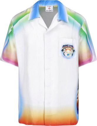Casablanca Gradient Short-Sleeve Shirt With Sunset Print