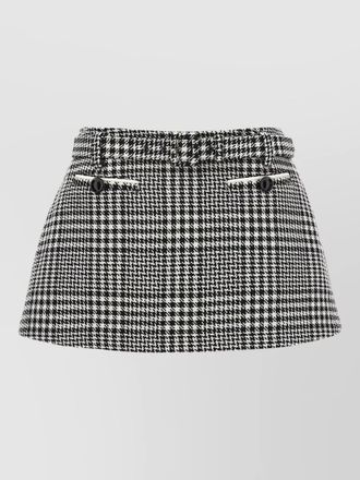Self Portrait wool skort houndstooth pattern buttons belt loops