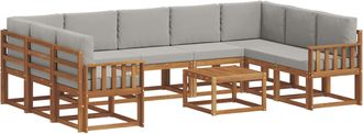 vidaXL Conjunto De Sof&aacute;s De Exterior 10 Uds. Gris Natural Y Claro Vidaxl