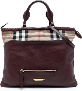 Burberry Pre-owned Burberry House Check Trimmed Leather Big Crush Convertible Tote ITCF&10SCA