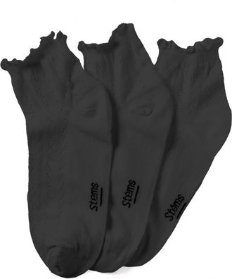 Stems Pointelle 3-Pack Ankle Socks in Black at Nordstrom