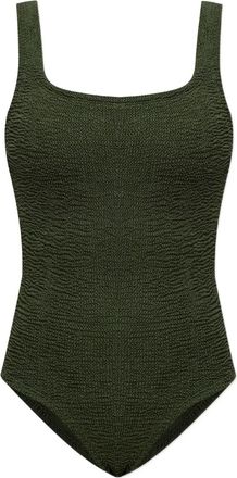 Hunza G square-neck crinkle swimsuit - Groen
