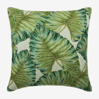 OEM Fundas De Almohada Con Cremallera Homecentric, Color Verde, Paquete De 2, 35,5 X 35,5 Cm, Algod&oacute;n, Estampado Floral Bordado Con Hojas Tropicales Y Zar