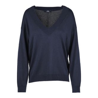 Alpha Studio V-neck Knitwear, female, Blue, Size: 2XS V-neck Knitwear