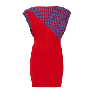 Versace Knitted Dresses, female, Red, Size: 2XS Cotton Knit Mini Dress