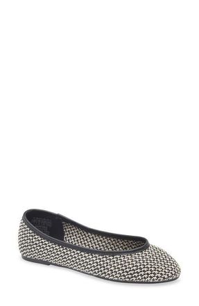 Elie Tahari Woven Ballerina Flat in Black/White at Nordstrom, Size 6.5