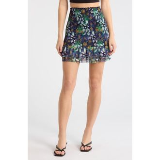 Desigual Printed Smocked Miniskirt in Navy Blue at Nordstrom Rack, Size X-Small