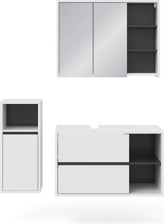 Vicco Conjunto De Muebles De Ba&ntilde;o Viola, Blanco, 3 Piezas