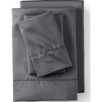 Lands End 700 Thread Count Luxe Sateen Egyptian Cotton No Iron Bed Sheet Set in Dark Gray Sky at Nordstrom, Size California King