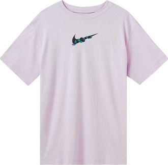 Nike (WMNS) Nike Logo Plant Printing Casual Sports Round Neck Short Sleeve Pink Purple T-Shirt DN5887-530