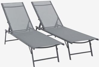 Sweeek Tumbona De Acero Textileno De Multiposici&oacute;n, Set De 2