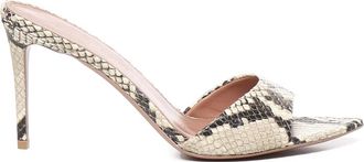 Giuliano Galiano Schoenen, Dames, Beige, 41 EU, Leer, Python Print Leren Sandalen, Open Teen