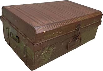 Wanderlust Deco Maleta De Metal Acabado Artesanal Marr&oacute;n 67x37x25h Cm