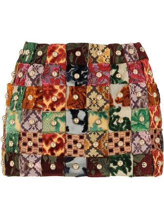 Dolce & Gabbana Minigonna con design patchwork - Verde