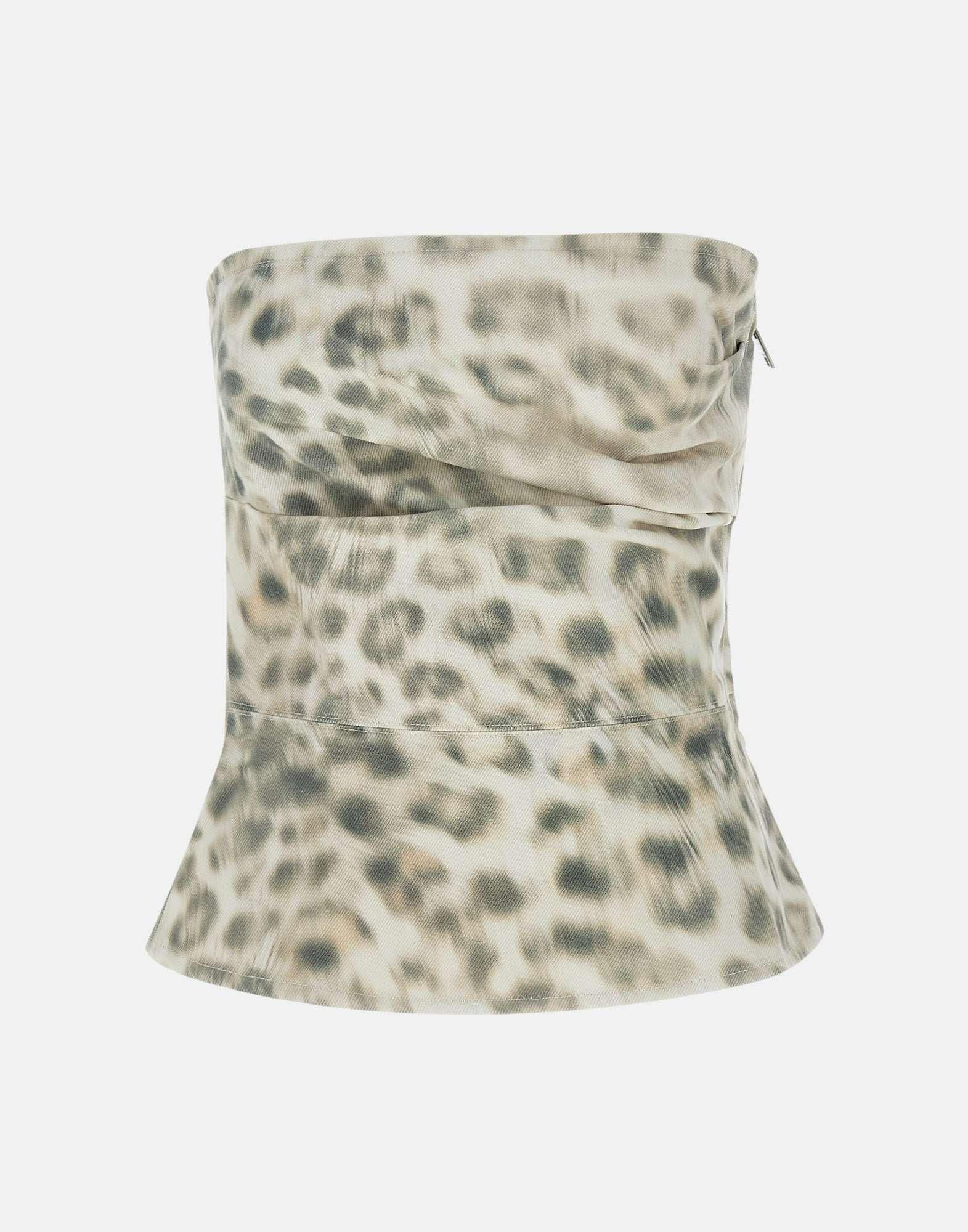 【Rotate】 Zebra-printコットンクロップトップ Rotate Zebra Print Cotton Denim Top from $129.00 - on Stylight