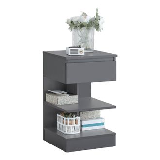 SoBuy Mesita De Noche Con 1 Caj&oacute;n Y 2 Estantes Mesa Auxiliar Para Sal&oacute;n Comedor 39 X 39 X 65 Cm Fbt49-hg Sobuy Es