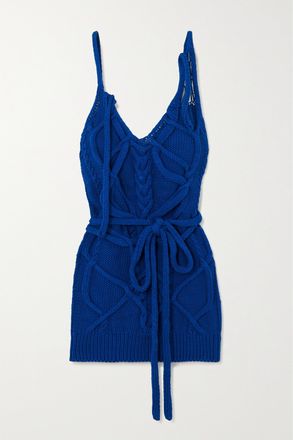 Dries Van Noten Canotta In Cotone A Trecce Effetto Invecchiato - Blu