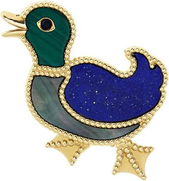 Van Cleef & Arpels 18kt geelgouden Lucky Animals Duck broche met stenen