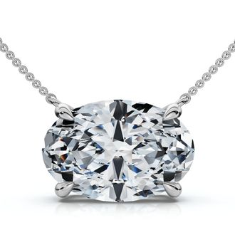 Pompeii3 Certified 4Ct Diamond Oval Solitaire Pendant 14k Gold 18 Womens Chain Lab Grown