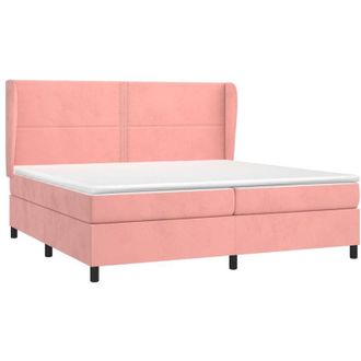 vidaXL Vidaxl - Cama Box Spring Con Colch&oacute;n Terciopelo Rosa 200x200 Cm