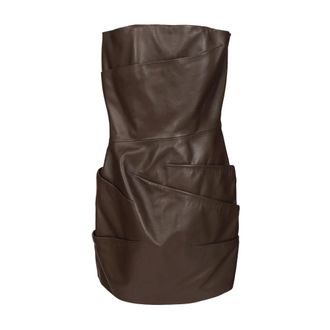 The Attico Leather Mini Dress - female - The Attico - Short Dresses - Brown - S - Dresses