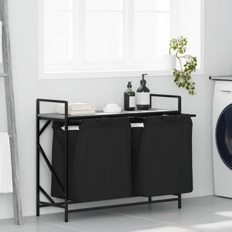 vidaXL Cesto della Biancheria 2 Scomparti con Ripiano Grigio Sonoma - Vidaxl
