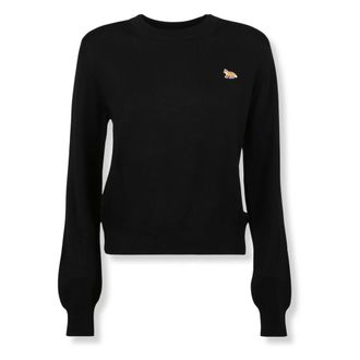 Maison Kitsun&eacute; Truien & Vesten, Dames, Zwart, M, Wol, Baby Fox Regular Jumper