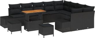 vidaXL Vidaxl - Garden Sofa Set with Cushion 12 pcs Black 90 x 55 x 71 cm