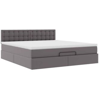 vidaXL Estructura Cama Otomana Colch&oacute;n Cuero Sint&eacute;tico Gris 180x200cm Vidaxl