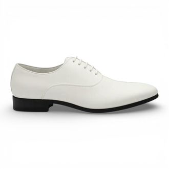 Infinity Leather Mens Formal White Patent PU Leather Oxford Dress Brogue Shoes